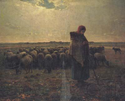 jean-francois millet Shepherdess with her flock (san17) Norge oil painting art